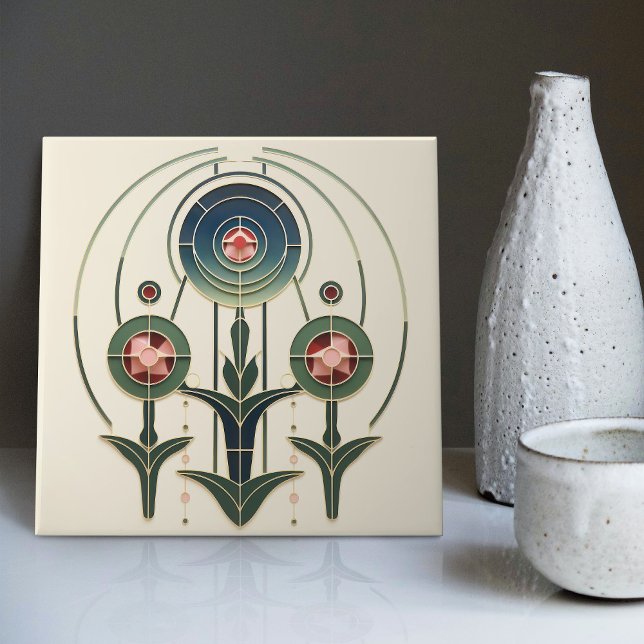 Azulejo Mackintosh Art Deco Resumen Decoración Floral Muro (Subido por el creador)