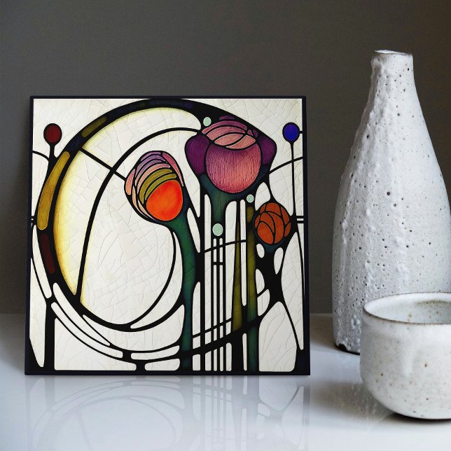Azulejo Mackintosh Art Deco Resumen Decoración Floral Muro (Subido por el creador)
