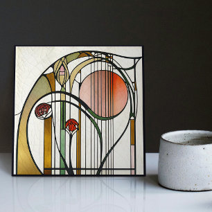 Azulejo Mackintosh Art Deco Resumen Decoración Floral Muro