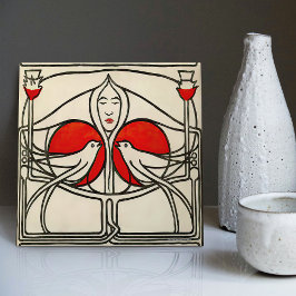 Azulejo Mackintosh Lovebirds Resumen Pared Decoración Pája