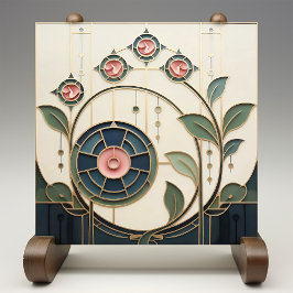 Azulejo Mackintosh Rose Art Nouveau Faux Stained Glass