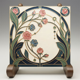 Azulejo Mackintosh Rose Art Nouveau Faux Stained Glass