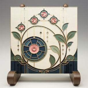 Azulejo Mackintosh Rose Arte Nouveau Falso Vidrio Emplomad