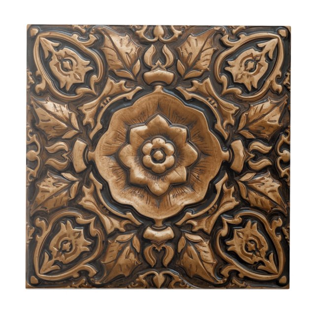 Azulejo Mackintosh Rose Faux Relief Arts & Crafts Repro (Frente)