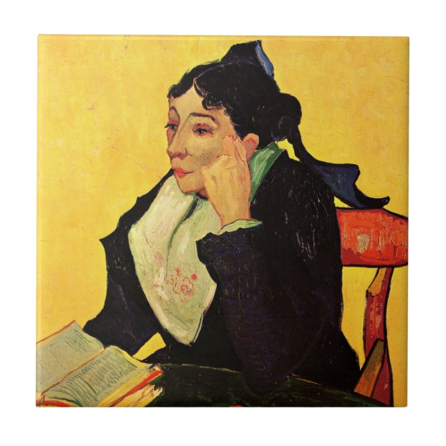 Azulejo Madame Ginoux con libros de Vincent van Gogh (Frente)