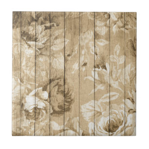 Azulejo Madera falsa con Rosas Tile cerámico