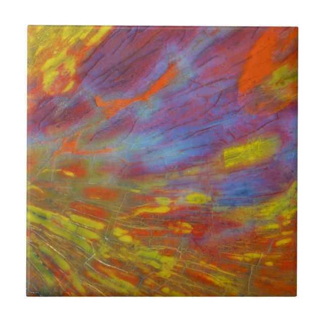 Azulejo Madera petrificada colorida primer plano (Frente)