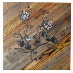 Azulejo Madera Y Rosas