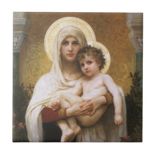 Azulejo Madonna de las Rosas de Bouguereau
