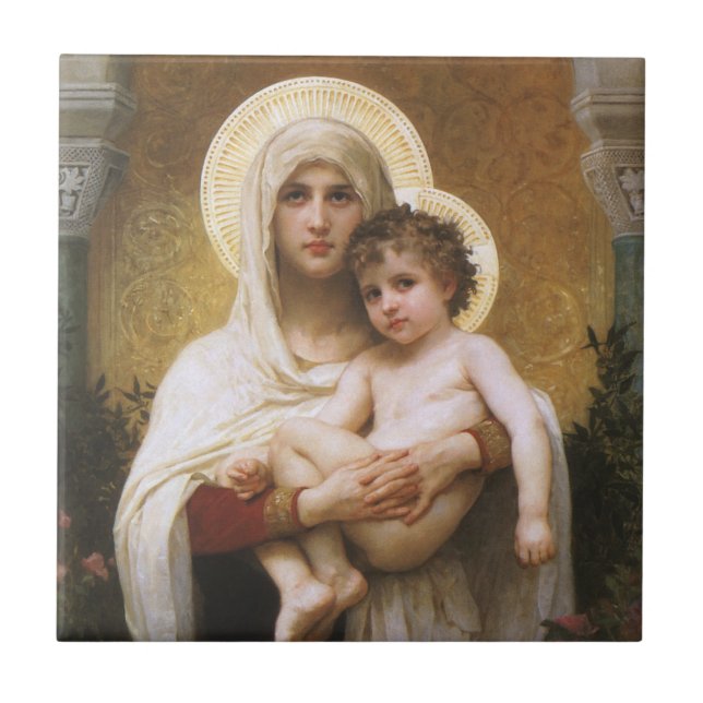 Azulejo Madonna de los Rosas de Bouguereau (Frente)