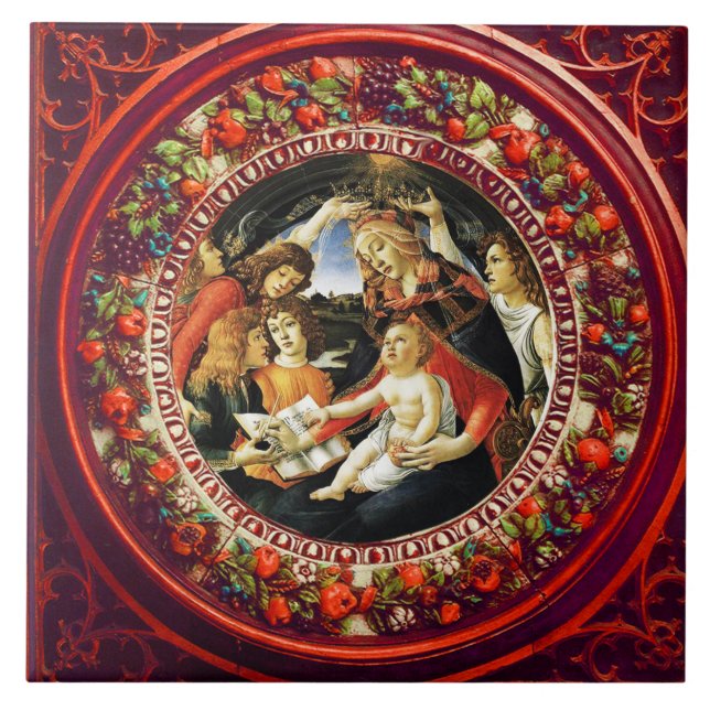Azulejo Madonna de Magnificat por Botticelli Round (Frente)