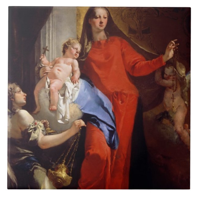 Azulejo Madonna del rosario (aceite en lona) (Frente)