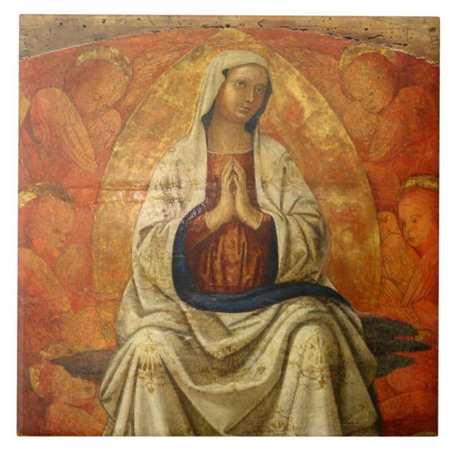 Azulejo Madonna en Gloria (Virgen María Enstronada) (Frente)