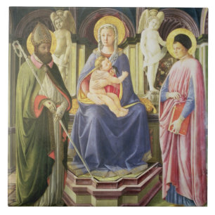 Azulejo Madonna y el niño con los SS. Clemente y Justin,