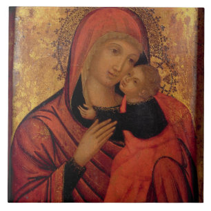Azulejo Madonna y niño, c.1650 (el panel)