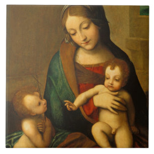 Azulejo Madonna y niño con los santos