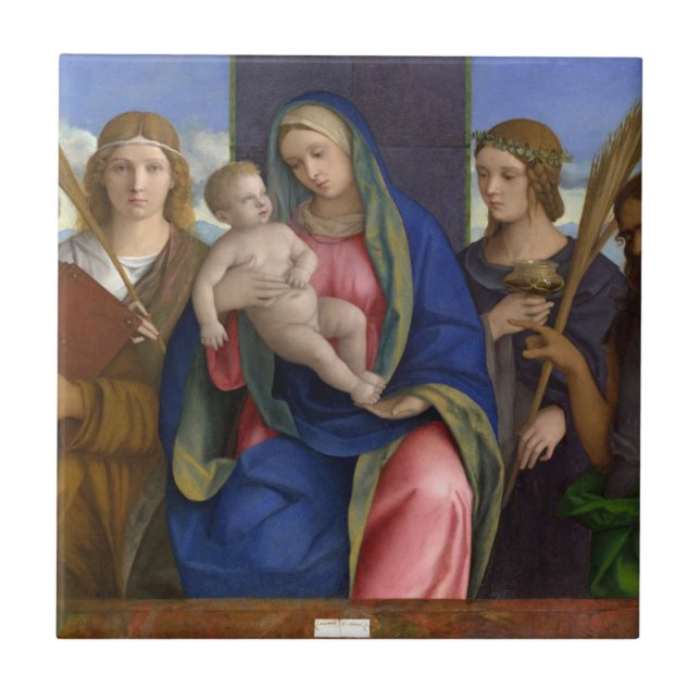 Azulejo Madonna y niño con los santos (Frente)