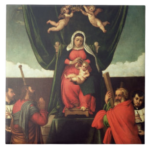 Azulejo Madonna y niño Enthroned con cuatro santos, 1546