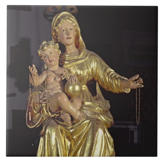 Azulejo Madonna y niño, siglo XVII (madera dorada) (Frente)