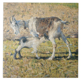 Azulejo Madre cabra con su hijo pequeño (por Segantini)
