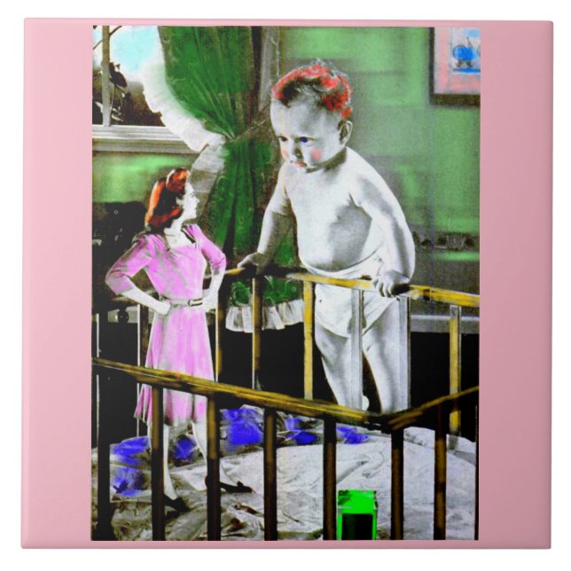 Azulejo Madre de los años 40 y su bebé gigante (Frente)