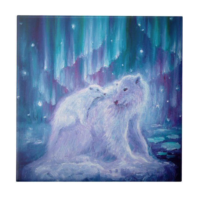 Azulejo Madre de oso polar y bebé (Frente)