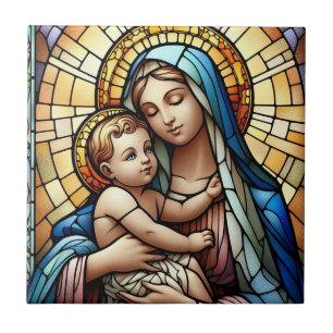 Azulejo Madre e hijo religiosos