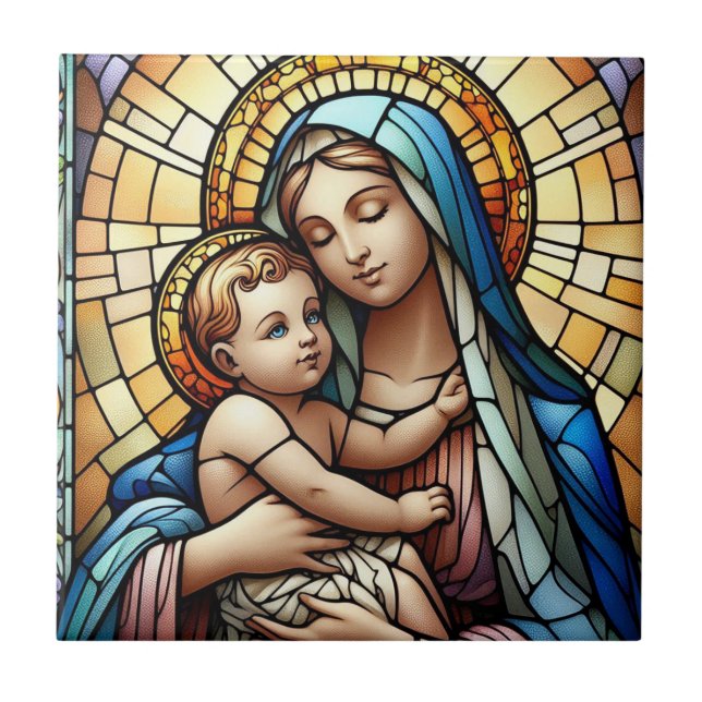 Azulejo Madre e hijo religiosos (Frente)