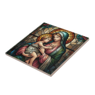 Azulejo Madre e hijo religiosos