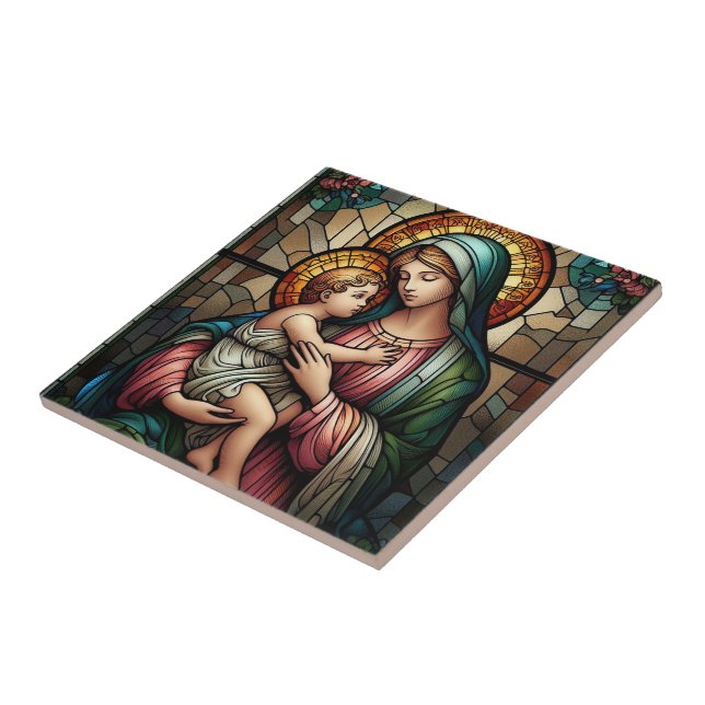 Azulejo Madre e hijo religiosos (Lado)