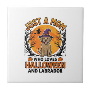 Azulejo Madre Labrador Halloween Diseño Vintage de Perro_1