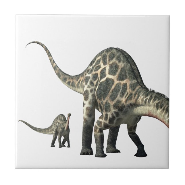 Azulejo Madre y niño del dinosaurio del Dicraeosaurus (Frente)