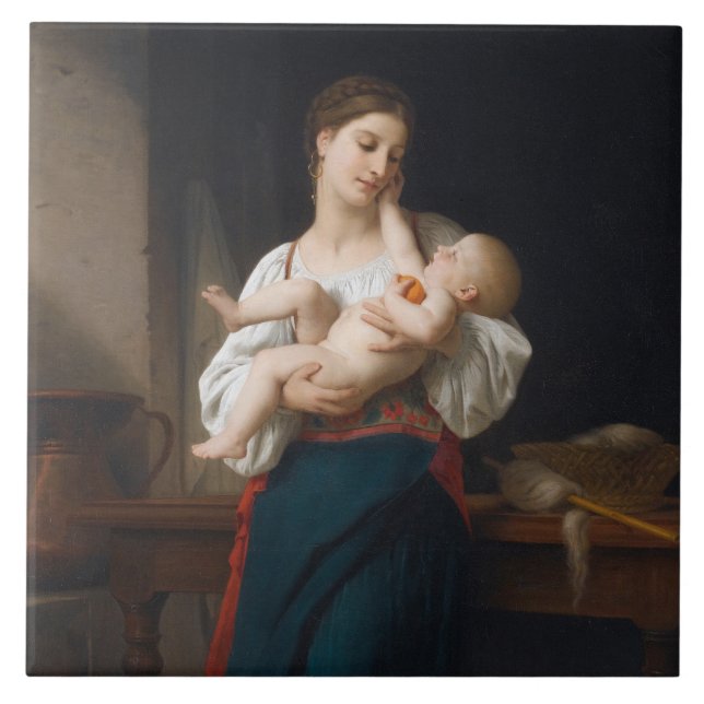 Azulejo Madre y Niño (por Bouguereau) (Frente)