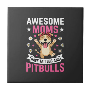 Azulejo Madres de Pitbull Increíbles Tienen Tatuajes Perro