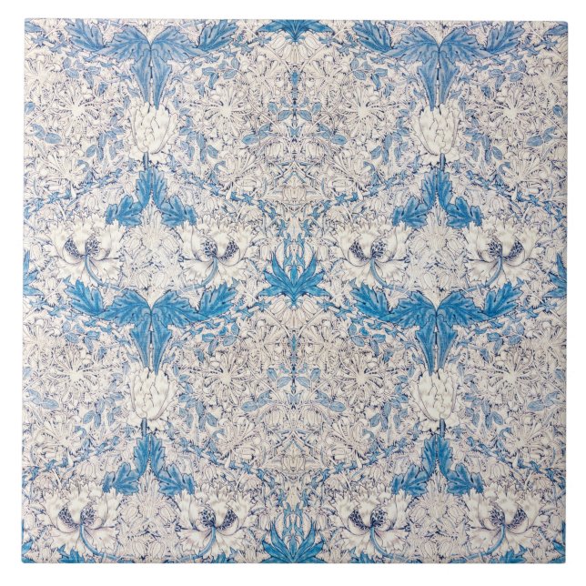 Azulejo Madreselva Azul (por William Morris) (Frente)