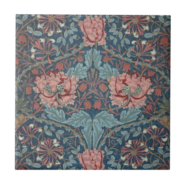 Azulejo Madreselva de William Morris, Arte de Flores Vinta (Frente)