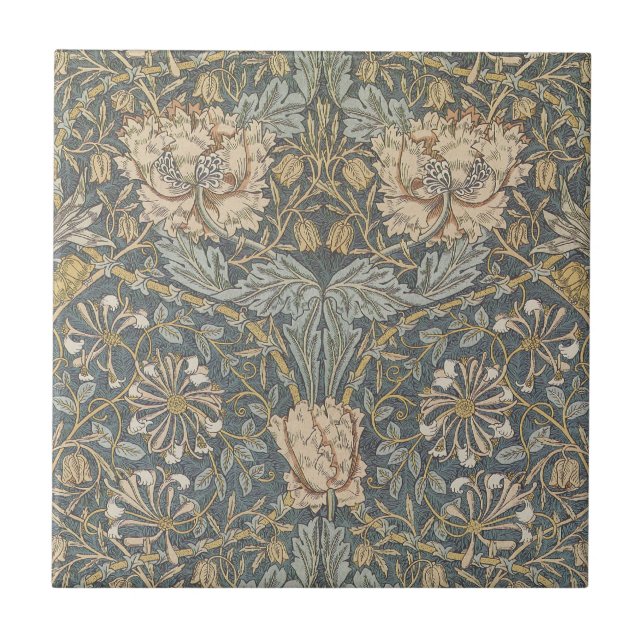 Azulejo Madreselva de William Morris, Arte de Flores Vinta (Frente)
