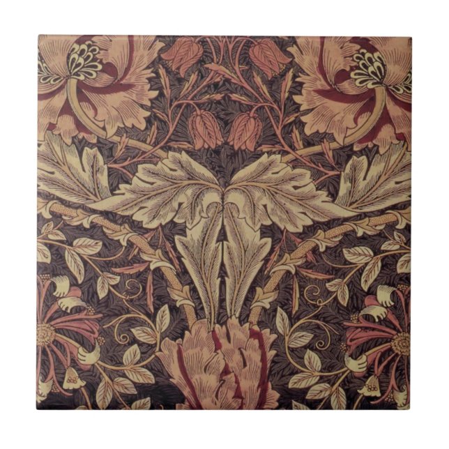 Azulejo Madreselva de William Morris, flores de jardín Art (Frente)