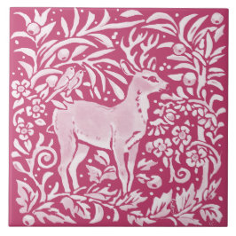 Azulejo Magenta Deer Bird Naturaleza Animal Woodland Flora