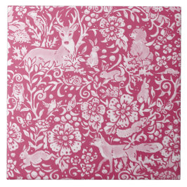 Azulejo Magenta Fantasía Selva Animal Naturaleza de los bo