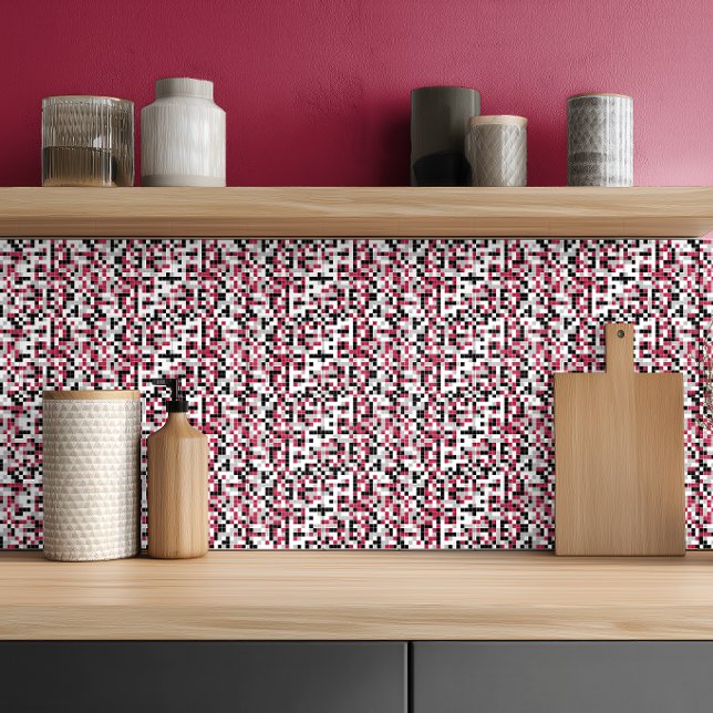 Azulejo Magenta Moderno Negro Gris Geométrico (Subido por el creador)