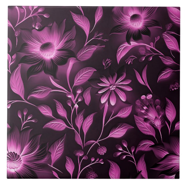 Azulejo Magenta Tile Cerámico Floral (Frente)