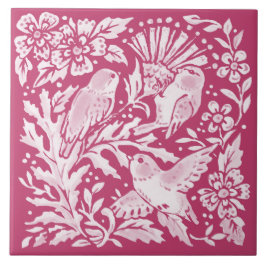 Azulejo Magenta Trío de Aves Tístol Naturaleza Woodland Fl