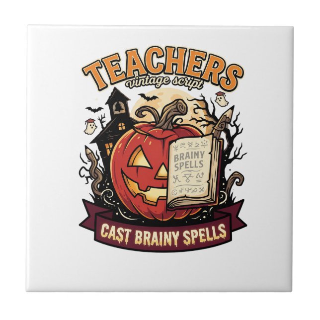 Azulejo Magia Cerebral de Profesor de Halloween (Frente)