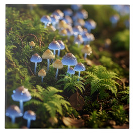 Azulejo Magical Bioluminescent Fungi - Deep Forest