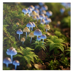 Azulejo Magical Bioluminescent Fungi - Deep Forest