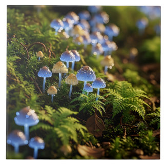 Azulejo Magical Bioluminescent Fungi - Deep Forest