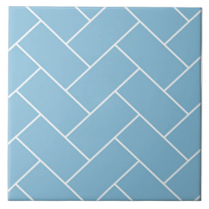 Azulejo Magnífico Blue Herringbone Diseño Tile Cerámico.