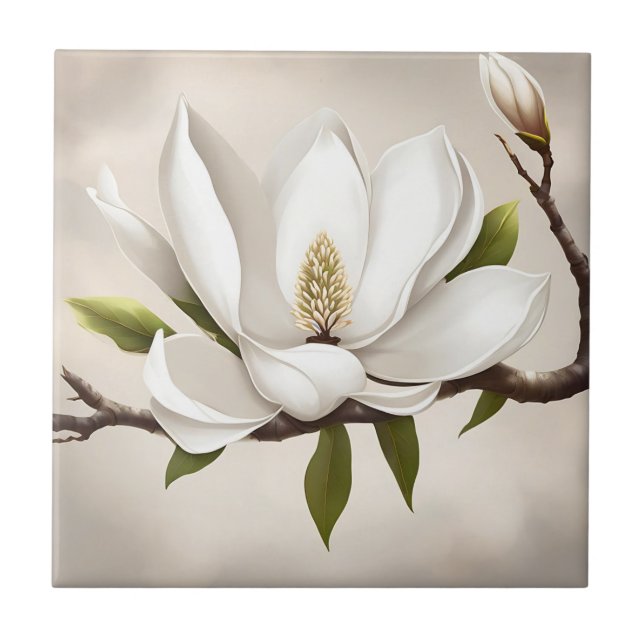 Azulejo Magnolia blanca botánica (Frente)
