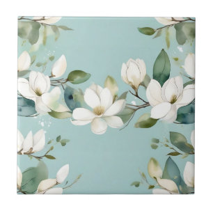 Azulejo Magnolia elegante y Garland verde